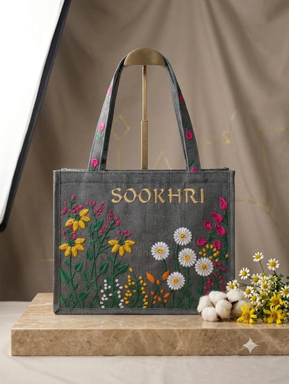 Sookhri Embroidered Jute Tote Bag – Premium Eco-Friendly Handbag