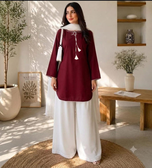 White Farshi Shalwar 3PC Cotton Suit
