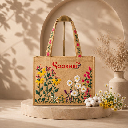 Sookhri Embroidered Jute Tote Bag