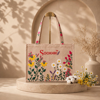 Sookhri Embroidered Jute Tote Bag