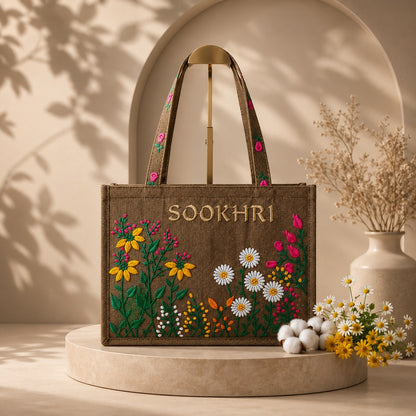 Sookhri Embroidered Jute Tote Bag