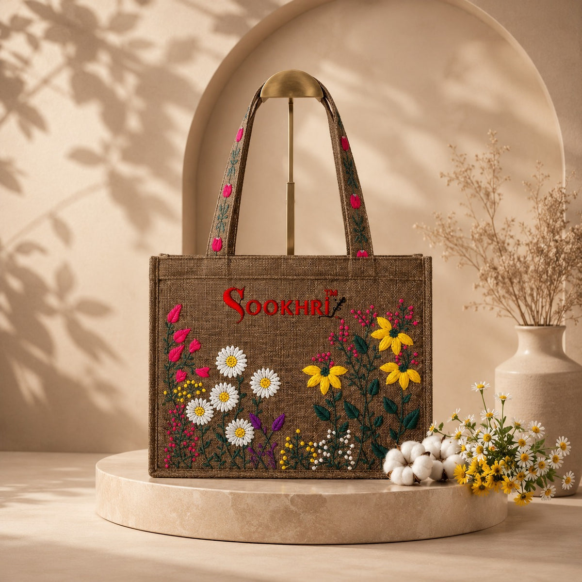 Sookhri Embroidered Jute Tote Bag