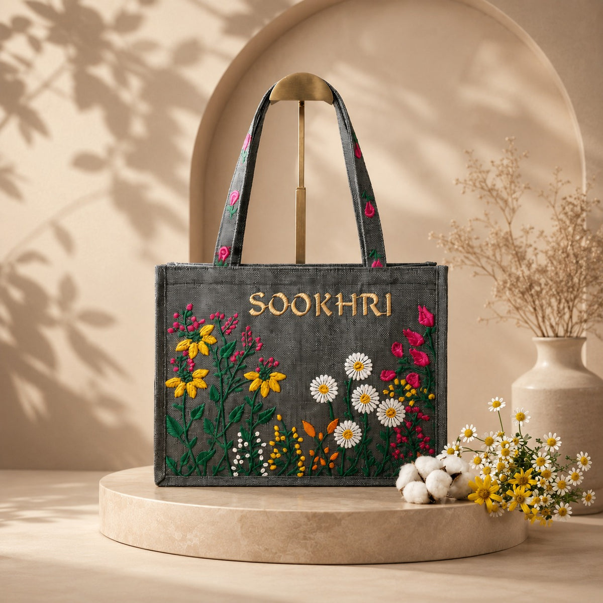 Sookhri Embroidered Jute Tote Bag