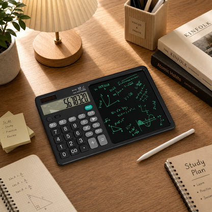 12-Digit Dual Power Calculator with LCD Writing Pad