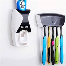Wall-Mounted Toothbrush & Toothpaste Holder Set with Automatic Dispenser