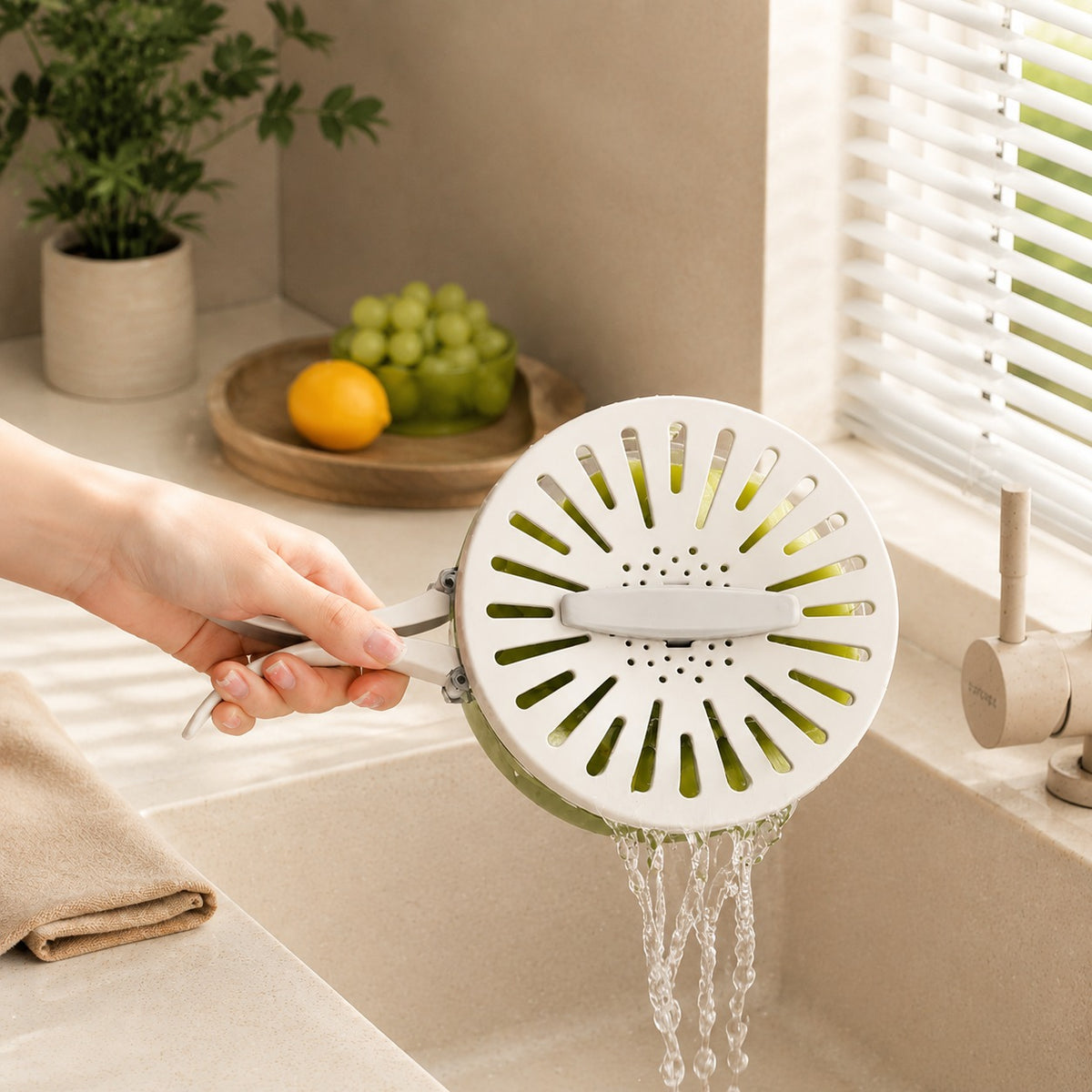 Folding Handle Drain Basket with Washing Bowl