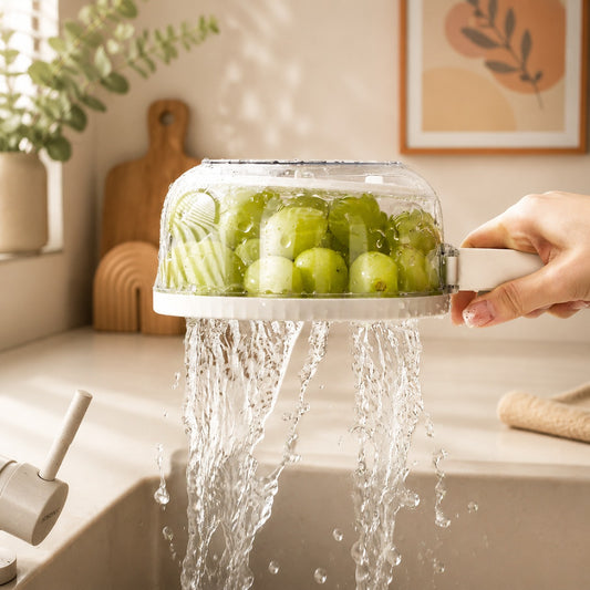 Folding Handle Drain Basket with Washing Bowl