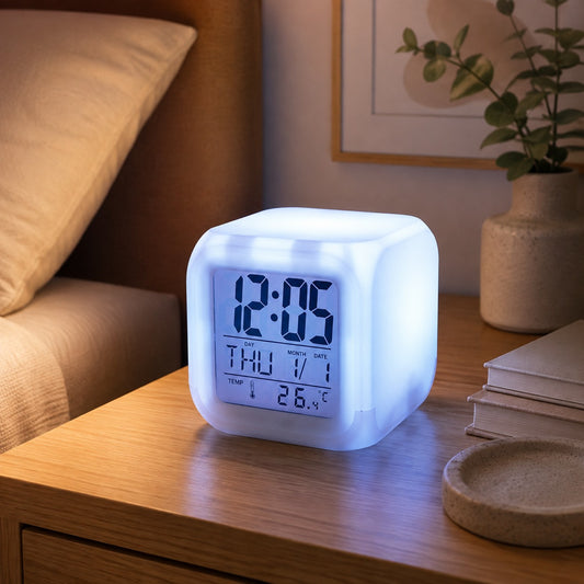 7-Color Glowing LED Digital Alarm Clock