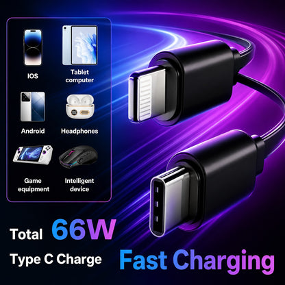Retractable 4-in-1 Car Charger with Star Light
