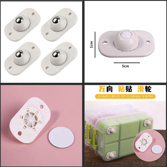 360° Rotating Self-Adhesive Caster Wheels – Pack of 8