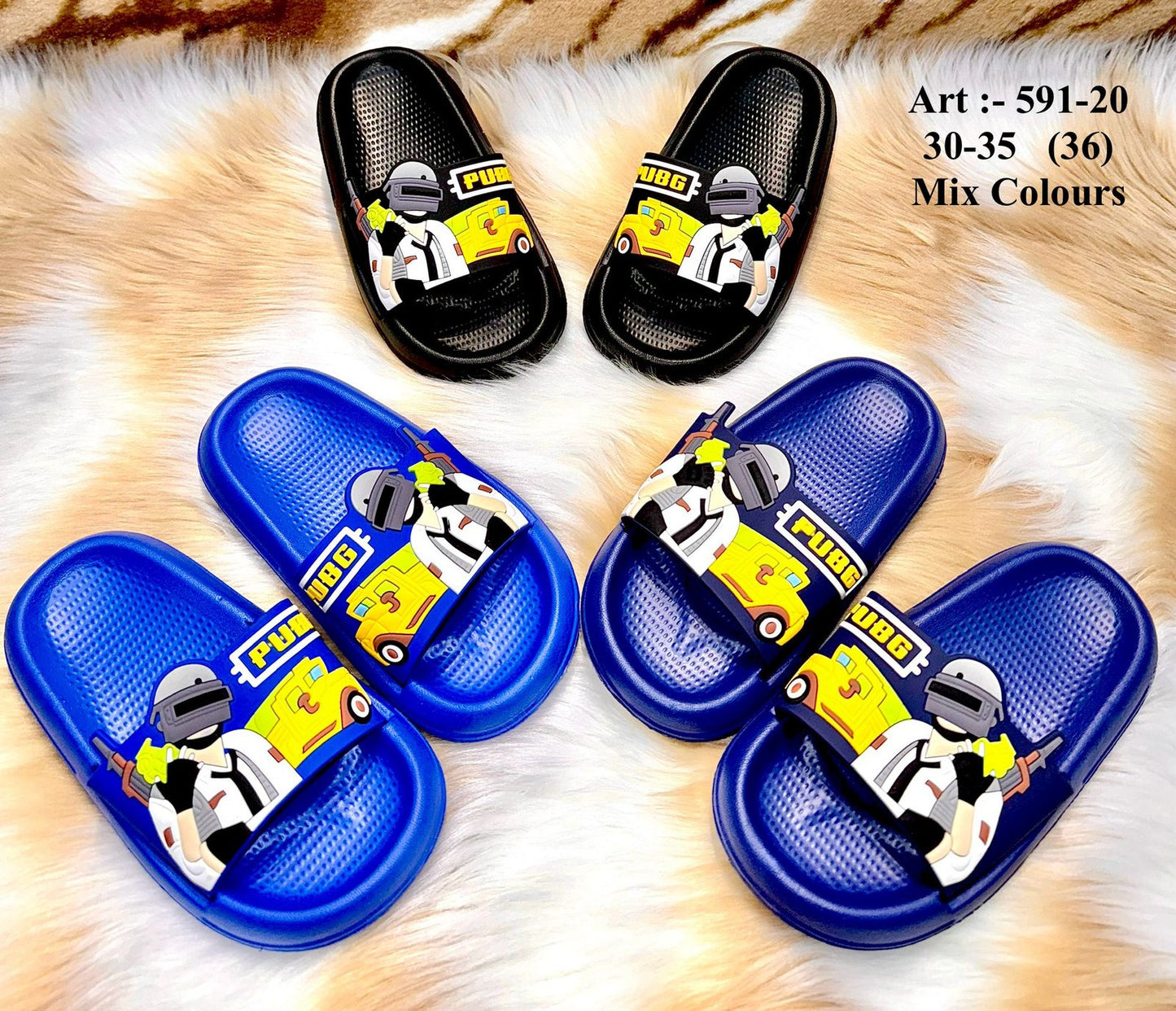 PUBG Kids Sliders Sizes 24–35 (Ages 3–10)